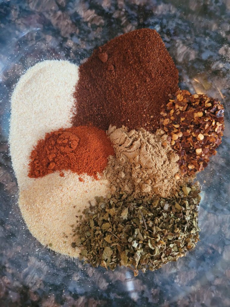 Spices used in chicken enchiladas.