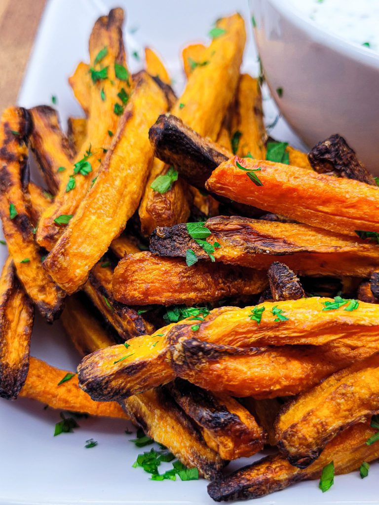A delicious pile of air fryer carrots.